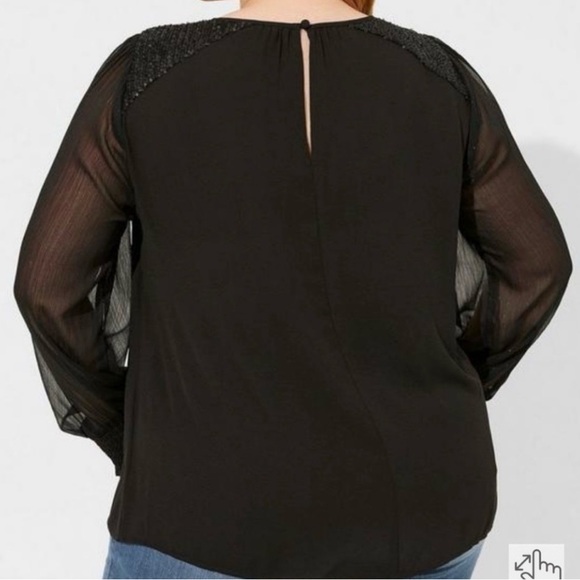 NWT Torrid Georgette Sequin Long Sleeve Blouse Size 1 - Picture 3 of 7